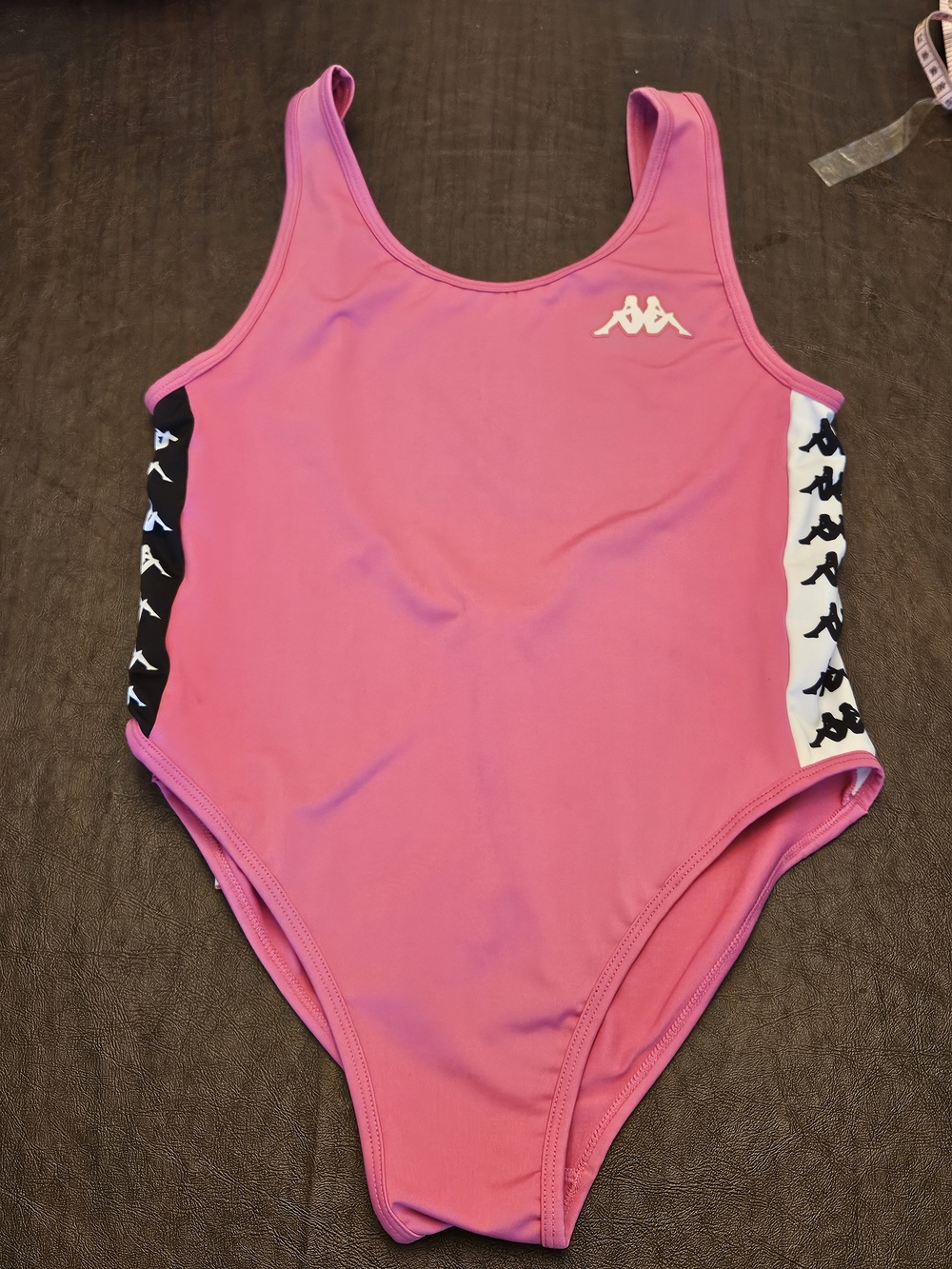 Kappa Pink One-Piece Swimsuit with Black & White Side Panels